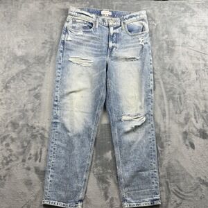 Lucky Brand Jeans Womens 10/30 Blue High Rise Mom Drew Button Fly Distressed